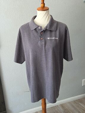 Hanes Men's DoorDash Logo Polo Large Gray